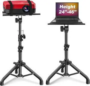 Projector Stand Projector Laptop Stand Tripod Laptop Tripod Stand Height 24.4 To 46 Laptop Floor Stand For Dj Equipment Outdoor Movies Office Home Stage Or Studio (Black)