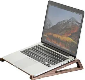 Laptop Stand for Desk Walnut Laptop Riser Ergonomic Wooden Laptop Ventilated Stand with 10 to 17.3 Inches Notebook PC Computer - Walnut