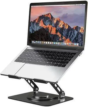 Adjustable Laptop Stand for Desk Dual Foldable Computer Riser with Heat-Vent Ergonomic Sit to Notebook Holder Convertor Compatible with All 10-16 Laptops Tablets Black