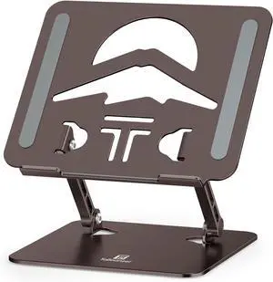 Laptop Stand Ergonomic Adjustable Computer Stand for Collaborative Work Foldable and Portable Heat Sink Computer Stands Fits up to 15.6-inch Laptops (Coffee Brown)