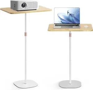 Portable Laptop Floor Stand Bedside/Sofa Table with Height Adjustable 18~47 Stylish Movable Workstation Floor Standing Desk for Office Meeting Room Living Room Easy Assembly White