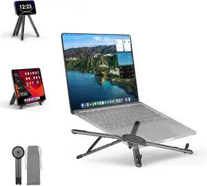 Portable Foldable Laptop Stand for Desk 360°Adjustable Magnetic Cell Phone Holder Tripod Compatible with 1316 Laptops & 413 Phones/Tablets 8-Level Height Adjustment Aluminum Alloy Portable Foldable Laptop Stand for Desk 360°Adjustable Magnetic Cell Phone Holder Tripod Compatible with 1316 Laptops & 413 Phones/Tablets 8-Level Height Adjustment Aluminum Alloy
