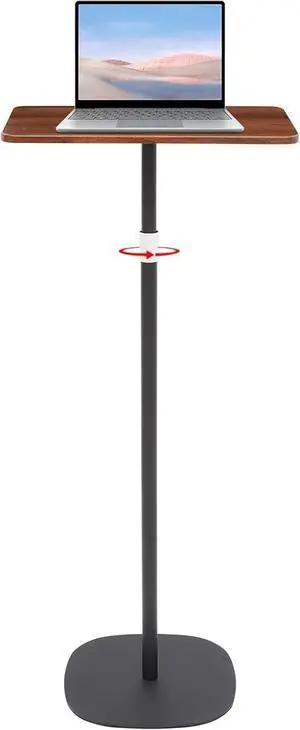 Adjustable Laptop Floor Stand (18-47 inch) Portable Standing Desk Mobile Workstation with Wooden Top Small End Table for Home Office Bedside Sofa Living Room Easy Assembly Black