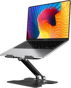 Adjustable Laptop Stand for Desk Metal Foldable Laptop Riser Portable Laptop Holder Mount Ventilated Cooling Notebook Stand for MacBook Air Pro All 10-16 Notebooks Laptops Matte Black
