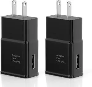 Adaptive Fast Charging USB Wall Charger Adapter For  Galaxy S25 Ultra/S25/S25+/S25/s24/s23S8 S9 / Edge/Plus/Active Note 5 8 9 Note 10 Quick Charge Android Phone Travel Plug -2 Pack