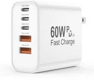 USB C Charger Block 5 in 1 Single 25W Max iPhone Charger PD 3.0 60W Charging Blocks QC 2A USB Wall Charger for iPhone 17 16 15 14 13 12 Pro Max iPad iPod    Watch Series