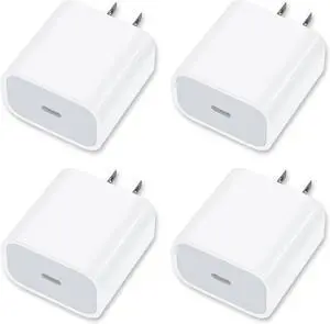 [4 Pack] USB-C Wall Charger 20W USB-C Power Adapter Replacement for Phone 17/16/15/14/13/15 Pro/Pro Max/Plus/XS/XR/X Galaxy Pixel i Pad and More
