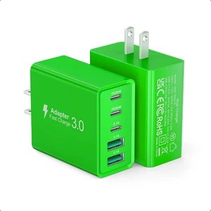 2 Pack 60W USB C Fast Charger Block 5-Port Type C Wall Charger Brick 2 USB A & 3 USB C PD3.0 Power Adapter Multiport Charging Plug Box for iPhone 13/14/15/16/17 Pad Mini/Pro Cellphones(Green) 2 Pack 60W USB C Fast Charger Block 5-Port Type C Wall Charger Brick 2 USB A & 3 USB C PD3.0 Power Adapter Multiport Charging Plug Box for iPhone 13/14/15/16/17 Pad Mini/Pro Cellphones(Green)