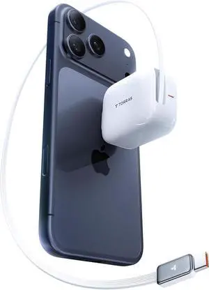 FlexLine 40W for iPhone 17 Charger Fast Charging Retractable USB C Charger Block with Cable Dual-Port GaN  Type C Adapter for iPhone 16 Pro Max/iPhone 16/iPhone 15 with Foldable Plug