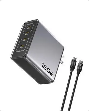 160W USB C Charger - PD3.1 GaN Fast Charger USB C 4-Port Foldable Charging Block 160Watt Power Adapter with 6FT 240W Type-C Cable 160W Charger for MacBook Laptops iPad iPhone Series 160W USB C Charger - PD3.1 GaN Fast Charger USB C 4-Port Foldable Charging Block 160Watt Power Adapter with 6FT 240W Type-C Cable 160W Charger for MacBook Laptops iPad iPhone Series