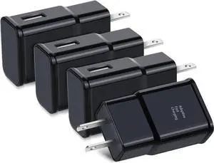 Adaptive Fast Charging USB Wall Charger 4-Pack Fast Charging Block Travel USB Charger Adapter Compatible  Galaxy S21 S20 S10 S9 S8 S7 Edge Plus Note 8 9 10+ A13 A32 A52 A53 iPhone