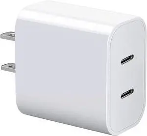 Dual USB C Charger Block for  Watch Series 11 10 iWatch iPhone iPad  Type C Fast Charging 20W PD Power Adapter Plug Fast Charging Cube 1-Pcs White