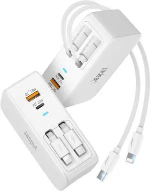 Retractable Wall Charger 40W Dual Retractable Phone Charger Block Wall Plug with USB A/USB C Ports Travel and PD Fast Charging for iPhone 17/16/15/14/13/12 Pad Tablet and More