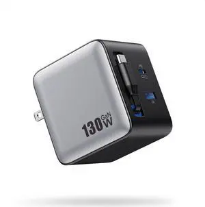 130W USB C Charger Block with Built-in Retractable Cable Foldable Wall Plug & 2 USB Ports GaN-IV Fast Charging Station PD 65W Laptop Wall Charger Adapter for iPhone 17/16 MacBook Pro/Air Galaxy.. 130W USB C Charger Block with Built-in Retractable Cable Foldable Wall Plug & 2 USB Ports GaN-IV Fast Charging Station PD 65W Laptop Wall Charger Adapter for iPhone 17/16 MacBook Pro/Air Galaxy..