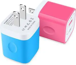 USB Wall Charger Block 2-Pack 5V 1A Power Adapter for iPhone 14/13/12/11/XS/8 Plus  Galaxy S23/S22/S21/S10/S9 Google Pixel USB Cube for Home Travel