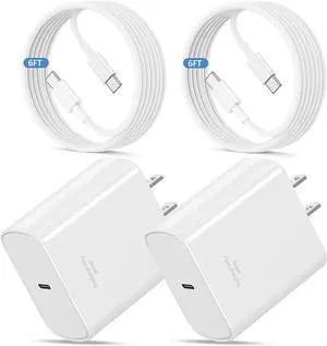 USB C Charger for iPhone 17 Pro Max 2Pack 45W USB-C Super Fast Charging Wall Charger Block Power Adapter with 6FT Type C USBC to C Cable for iPhone 17/17 Pro/17 Pro Max/Air/16 Plus/16/15 Galaxy