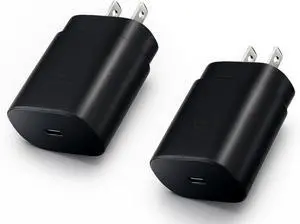 USB C Charger Block 25W USBC Super Fast Charging Adapter for  Galaxy S25 S24 Ultra S23 S22 S21 S20 Note20 / iPhone 17 16 15 14 13 Pro Max Type C Wall Charger Plug 2 Pack