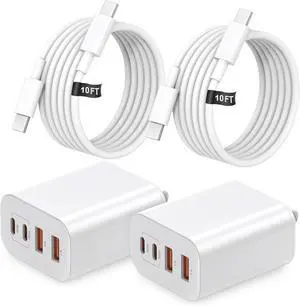 iPhone 17 16 15 Charger 40W USB C Charger Block with 10FT Type C Fast Charging Cable 4-Port Wall Plug Power Brick Type C Chargers Block for iPhone 17/17 Pro/17 Pro Max/Air/16/15/iPad Pro 2 Pack iPhone 17 16 15 Charger 40W USB C Charger Block with 10FT Type C Fast Charging Cable 4-Port Wall Plug Power Brick Type C Chargers Block for iPhone 17/17 Pro/17 Pro Max/Air/16/15/iPad Pro 2 Pack