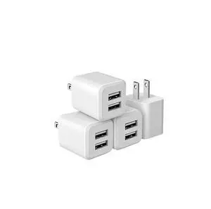 USB Wall Charger Charger Adapter Dual A Port USB Cube Chargers Power Adapter Charging Plug Box Brick for Phone 14/13/12/11/XS/X/8/7/6 Plus Android Phones and More (Moon White)