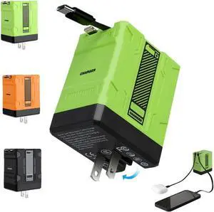 2 in 1 Compatible with 120w Fast Charger 2025 New Retractable Wall Fast Charger Module Portable c harger with All in 1 Foldable Plug for Phone Tablet Laptops(Green)
