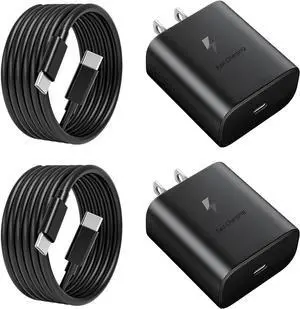 45W Fast Charger USB C Port Adapter Wall-Mounted Cube Charging Block.Type-c Mobile Phone Charger with C to C Cable is Suitable for  S25/S24/S23/S22/S21 Galaxy and More.