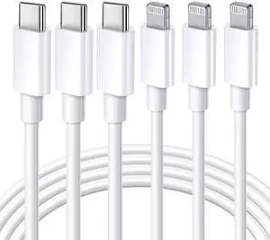 [MFi Certified] USB C to Lightning Cable 3Pack 10FT iPhone Fast Charger Cable Type C Charging Cord Compatible with iPhone 14 13 13 Pro Max 12 12 Pro Max 11 XS XR X 8 iPad White