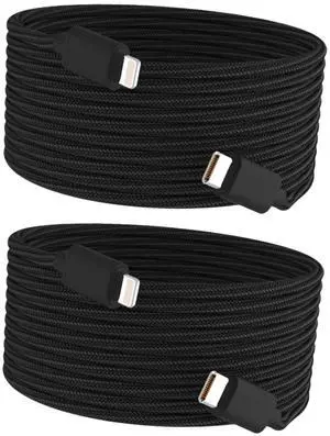 [MFi Certified] for 20FT Lightning Cable 2Pack for iPad/iPod/iPhone 6-14 Series 27W PD Fast Charging Cord - Braided Wire & Metal Shell 30000+ Bend Tested (No Data Transfer)
