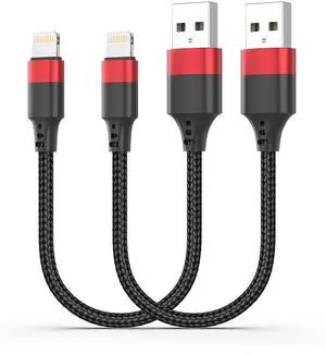 1ft Short iPhone Charger Cable [MFi Certified] 2 Pack Short Lightning Cable Braided 12 inch USB to Lightning Cord Fast Charging for iPhone 14 13 12 11 Pro Max XR XS 8 SE iPod
