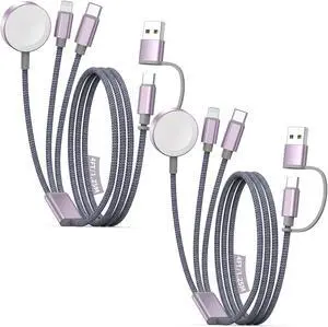 2Pack Travel Essentials for  Watch Charger 3 in 2 USB C Cable for Type C/L-Port Devices Camping Essentials Magnetic iWatch Charger for Ultra/SE/10-1&iPhone 17-12-4FT Christmas Stocking Stuffers