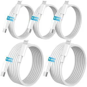 5Pack PD Fast Charging Cable MFi Certified 6.6FT*2+3.3FT*3 Compatible with iPhone 14 13 12 11 Pro Max XS XR X 8 Plus iPad AirPods USB C to L Cable