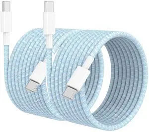 USB C to USB C Cable 10 FT for iPhone 16 15 Pro Max,Long C to C Cable Fast Charging Cord Braided for iPhone 16 15 Pro/16 15 Plus/16e,MacBook,iPad 10/11th 60W-Blue