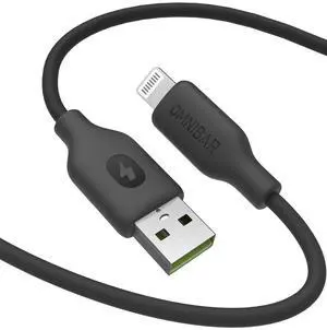 Soft Silicone USB A to Lightning Cable (6FT Black)  MFi Certified iPhone Lightning Cable Car Charger Fast Charging Cable for iPhone 14/13/12/11 Pro/Max/XS/XR iPad Air/Mini/Pro AirPods