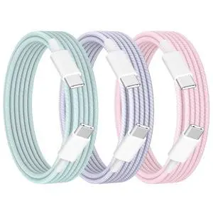 iPhone 17 Fast Charging Cable 3Pack 6ft 60W Colorful MFi Certified iPhone USB C Fast Charging Cable Data Sync Cord for iPhone 17/Air 17/16/15 Pro Max iPad Pro Air iPad mini MacBook