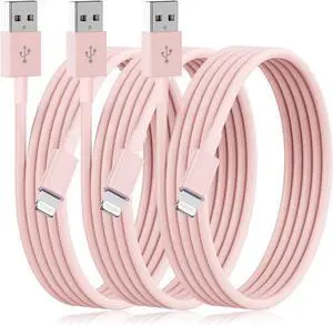 for iPhone Charger 10 FT 3Pack Pink USB to Lightning Cable 10 Foot Extra Long Fast Charging Cord 10 Feet Compatible with iPhone 14 13 12 11 Pro XR 8 7 6s Plus iPad Pro Air Mini