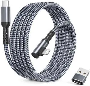 for iPhone 14 Car Charging Cable with USB Adapter 6.6FT Right Angle Original USBC to Lightning Cord 90 Degree Fast PD Charger Line for  13 12 11 Pro Max Plus Mini 8 7 iPad 9th Generation