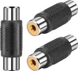 RCA Female to Female Coupler 3 Pack Audio Video Adapter Connector Gold Plated Jack to Jack Converter Cables Extender for Speaker Amplifier TV Cable Silver