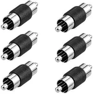 6Pcs RCA Male to Male Adapter Audio Video Nickel Plated RCA Male Coupler Connector Adapter for RCA Cable Extension