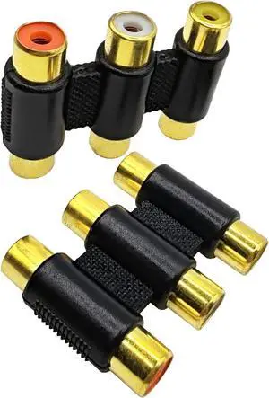 Audio Video Connector Suitable for 3RCA Female to Female Triple Adapter for Sound Systems 2pcs Audio Video Connector Suitable for 3RCA Female to Female Triple Adapter for Sound Systems 2pcs