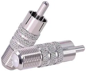 2pcs F Type Female to RCA Male Coaxial Cable Audio Adapter Connector Coaxial to RCA Connector for TV Audio and Video Devices