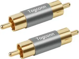 RCA Male to Male Adapter 2Pack Gold Plated Dual RCA Coupler Connector for Audio Video Extension