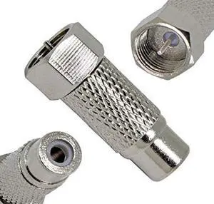 F Type Male Plug to RCA Female Jack RF Video TV Cable Adapter 75 Ohm Connector Coupler Converter Replacement for Atari 2600 TV/7800 Sega/Coleco/Commodore Game System Audio Coax (4 Pack)
