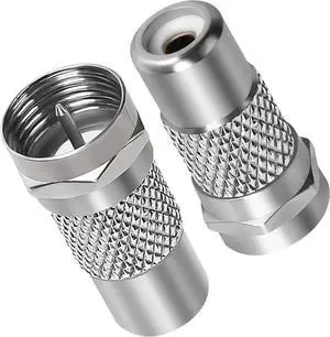 F Type to RCA Connector 2 Pack RCA Female to F-Plug Coax Coaxial Male RF Video TV Adapter Coupler Converter for Atari 2600 TV/7800 Sega/Coleco/Commodore Game System