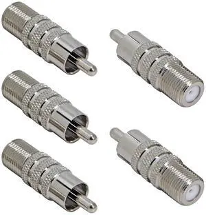 F Female to RCA Male 5 Pack Coax to RCA Adapter Audio Video Connector for Subwoofer Receiver Atari Nintendo Game Console Monitor