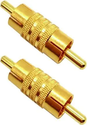 Audio Video Connector Suitable for RCA Male to Male Coupler Adapter Gold Plated for Extension Cable 2pcs