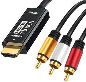HDMI to RCA Cable 3FT with IC HDMI Male to 3-RCA AV Cable Video Audio Component Converter Adapter 1080P Cable for TV HDTV DVD HDMI to RCA Cable 3FT with IC HDMI Male to 3-RCA AV Cable Video Audio Component Converter Adapter 1080P Cable for TV HDTV DVD