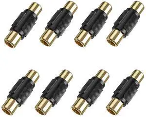 RCA Female to Female Coupler & Adapter Audio Video RCA Splitter & Connector Gold-Plated for Amplifiers Extension Cable Adapter for Speaker TV Gaming Consoles & Home Theater Systems (8-Pack)