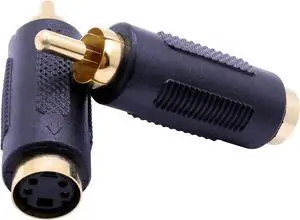 2 Pcs S-Video RCA Male to 4 Terminal Female Connector Stereo Audio Video Cable Adapter Coupler (Male to Female)