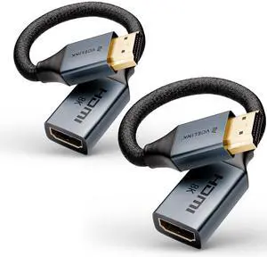 8K Short HDMI Extender Cable 0.6 FT Ideal for Tight Spaces HDMI Extension Male to Female Adapter Compatible with  TV Stick HDTV Game Console Laptop (2 Pack 0.6FT)