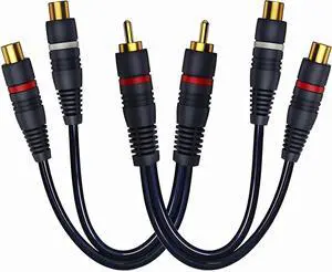 RCA Splitter 1 Male to 2 Female 2 Pack Y Splitter RCA Audio Video Cable Splitter Adapter Extension Cord 0.2M/0.65ft for Subwoofer Speaker Dark Blue RCA Splitter 1 Male to 2 Female 2 Pack Y Splitter RCA Audio Video Cable Splitter Adapter Extension Cord 0.2M/0.65ft for Subwoofer Speaker Dark Blue