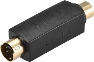 RCA Female to S-Video 4 Terminal Male Connector Mini Din 4 PIN Composite Stereo Audio Video Cable Adapter Coupler for DVD HDTV Black